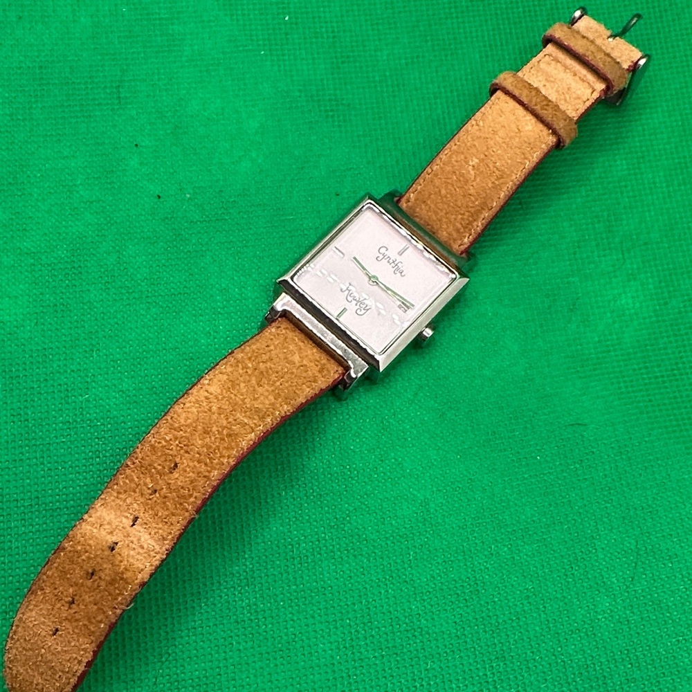 Elegant Square Face Cynthia Rowley with Tan Leather Strap
